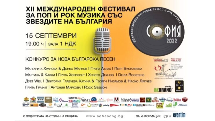 ХII-ТОТО ИЗДАНИЕ НА НАЙ-ГОЛEМИЯ ГАЛА КОНЦЕРТ ЗА ПОП И РОК МУЗИКА „СОФИЯ“ В ПОДКРЕПА НА БЪЛГАРСКАТА МУЗИКА И ОБЩЕСТВЕНО-ЗНАЧИМА КАУЗА