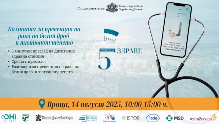 За втора поредна година ще се проведе кампанията „5 МИНУТИ ЗА ЗДРАВЕ“ за безплатни изследвания чрез иновативни здравни технологии